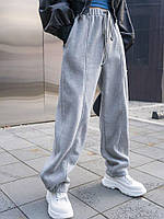 Женские спортивные брюки джоггеры со стрелками на резинке теплые удобные широкие черный серый