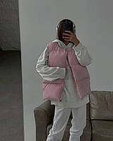 Женская жилетка с карманами на молнии с наполнителем тренд стильная черный белый розовый олива графит Барбі