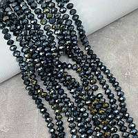 Намистини Хрусталь - Rondelle, 8 мм, колір сіро-голубий (Gray-blue AB), 65-68 шт, 1 нитка, Сірий