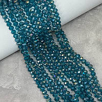 Намистини Хрусталь - Rondelle, 8 мм, колір Blue Zircon AB бірюзовий, 65-68 шт на нитці, 1 нитка, Бірюзовий