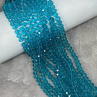 Намистини Хрусталь - Rondelle, 8 мм, колір Light Aquamarine- блакитний, 65-68 шт на нитці, 1 нитка, Блакитний