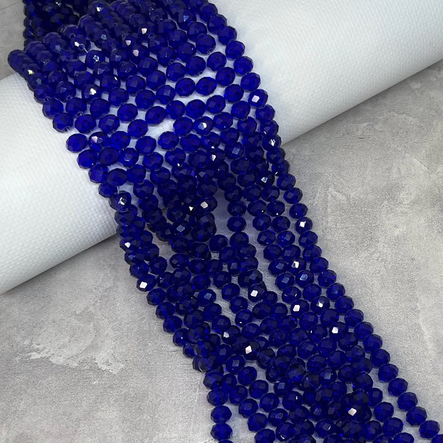 Намистини Хрусталь - Rondelle, 8 мм, колір Sapphire AB- темно-синій, 65-68 шт на нитці, 1 нитка, арт (016142), Темно-синій, фото 1