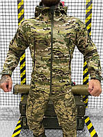 Тактическая куртка мультикам на флисе softshell army, Военная куртка мультикам с мембраной