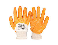 Перчатки хлопковые трикотажные MASTERTOOL нитриловое покрытие 3/4 вязаный манжет 10" оранжевые 83-0405
