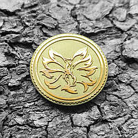 Монета латунная сувенирная "Девятихвостая лисица, Кицунє" c гравировкой