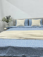 Комплект постельного белья Евро 2- спальный фланель Ecotton Цветок на голубом