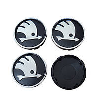 Ковпачки на диски, заглушки на диски Skoda Шкода 60 мм / 56 мм чорні 4 шт