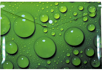 Папка-конверт "Optima" №O35244 A4 на кнопці з друк Green Bubble,непроз "глянець"(12)(120)
