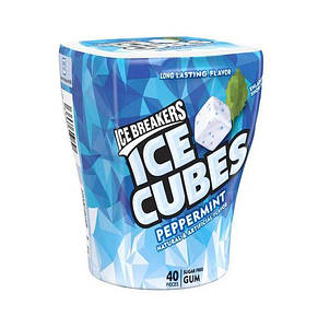 Жувальна гумка "Перцева М'ята" ICE BREAKERS ICE CUBES Pepermint Sugar Free Chewing Gum 40 шт., фото 2
