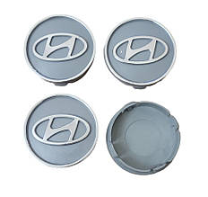 Ковпачки, заглушки на диски Hyundai Хендай Хюндай 60 мм / 56 мм сріблясті