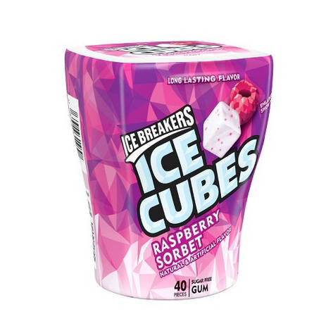 Жувальна гумка "Малина" ICE BREAKERS ICE CUBES Raspberry Sorbet Sugar Free Chewing Gum, фото 1