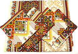Скатертина із серветками лляна 1.8 м х 1.5 м. Малюнок друкований Карпатський орнамент