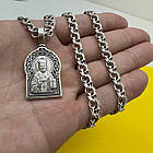 Ладанка Миколай Чудотворець та ланцюжок бісмарк сібний комплект 925 проби чорніння, фото 2