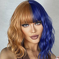 Перука омбре з чубчиком  Золотисто-рудий, синій