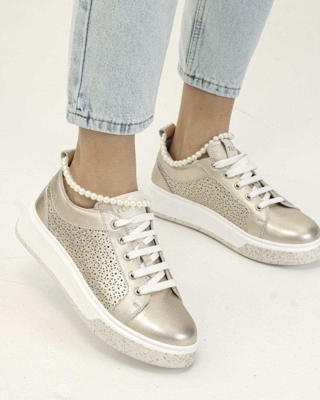 Кросівки з перлинами Tucino 371270 37 рожево-золотисті шкіра 36