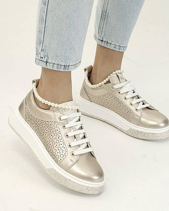 Кросівки з перлинами Tucino 371270 37 рожево-золотисті шкіра 36, фото 1