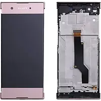 Дисплей Sony Xperia XA1 (G3112/G3116/G3121/G3123/G3125) модуль (экран, сенсор) с рамкой, оригинал, Розовый