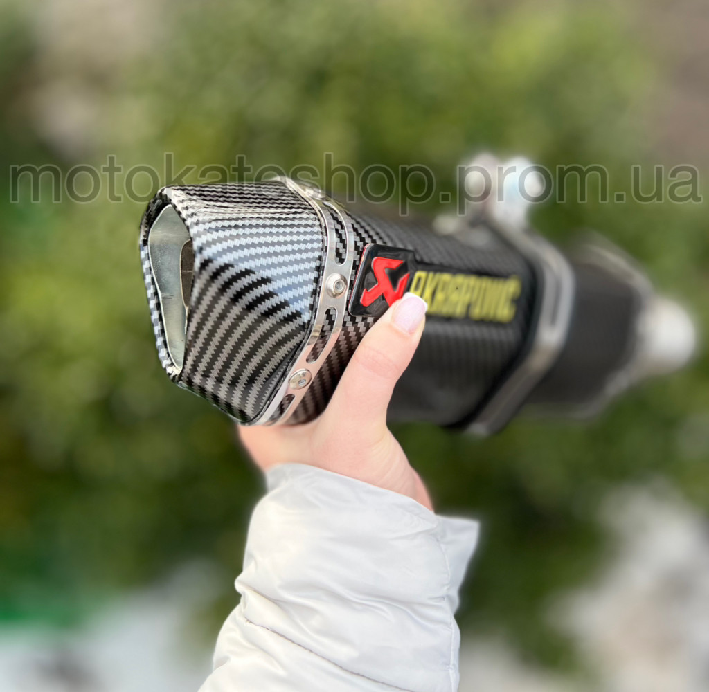 Прямоточный мото глушитель Acrapoviс Full Carbon (наклейка в ) - фото 4 - id-p2095080689