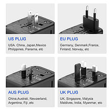 Універсальний адаптер для заряджання USB-A x2/USB-C x2 Travel Adapter, фото 3