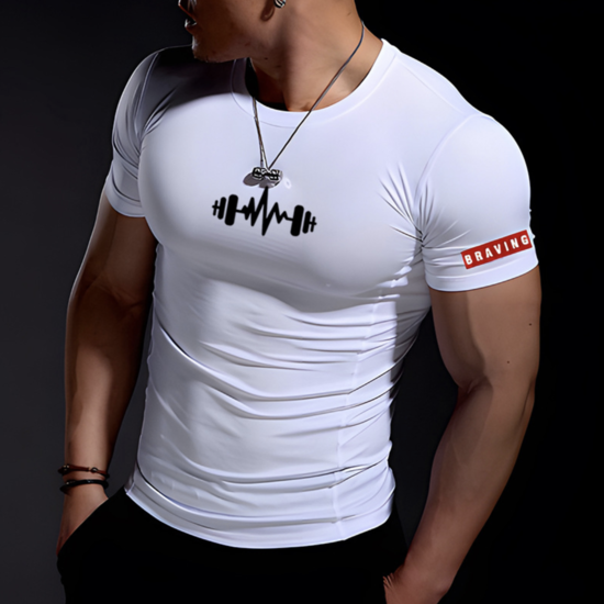 Спортивна футболка чоловіча Гантель XL Braving білий, фото 1