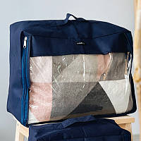 Велика дорожня сумка для речей з ручкою та прозорою вставкою P001 40x31x15 см (Синій)