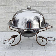 Підставка для подавання шашлику. Садж кований 36 см із 3 соусницями.