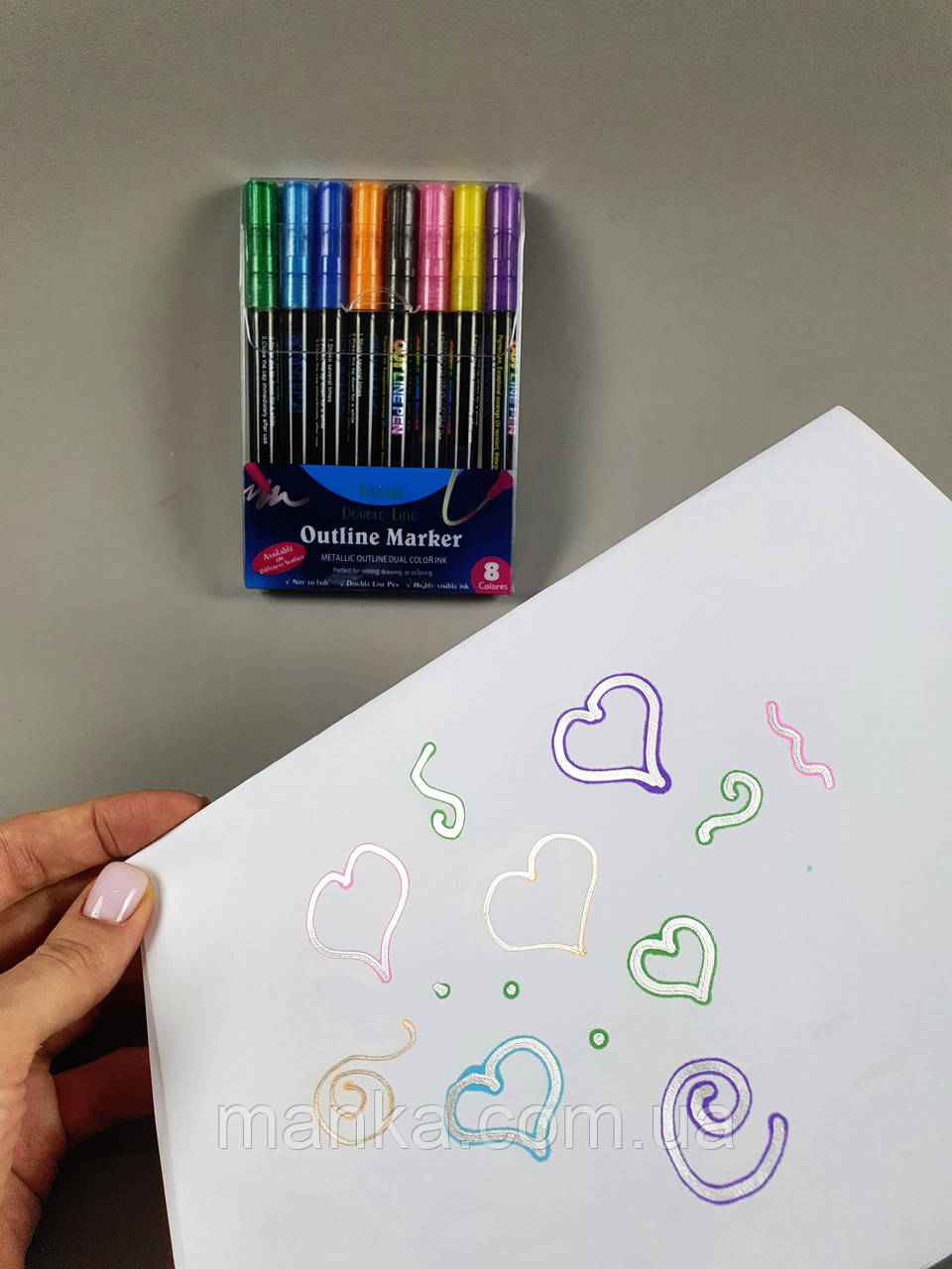 Фломастери C 64539 контурні, 8 кольорів, металізовані, для декору, фото 1
