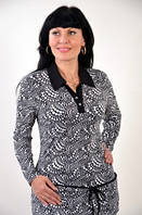 Блуза  батник рубашка трикотаж женская черно-белая Бл 033427 туника