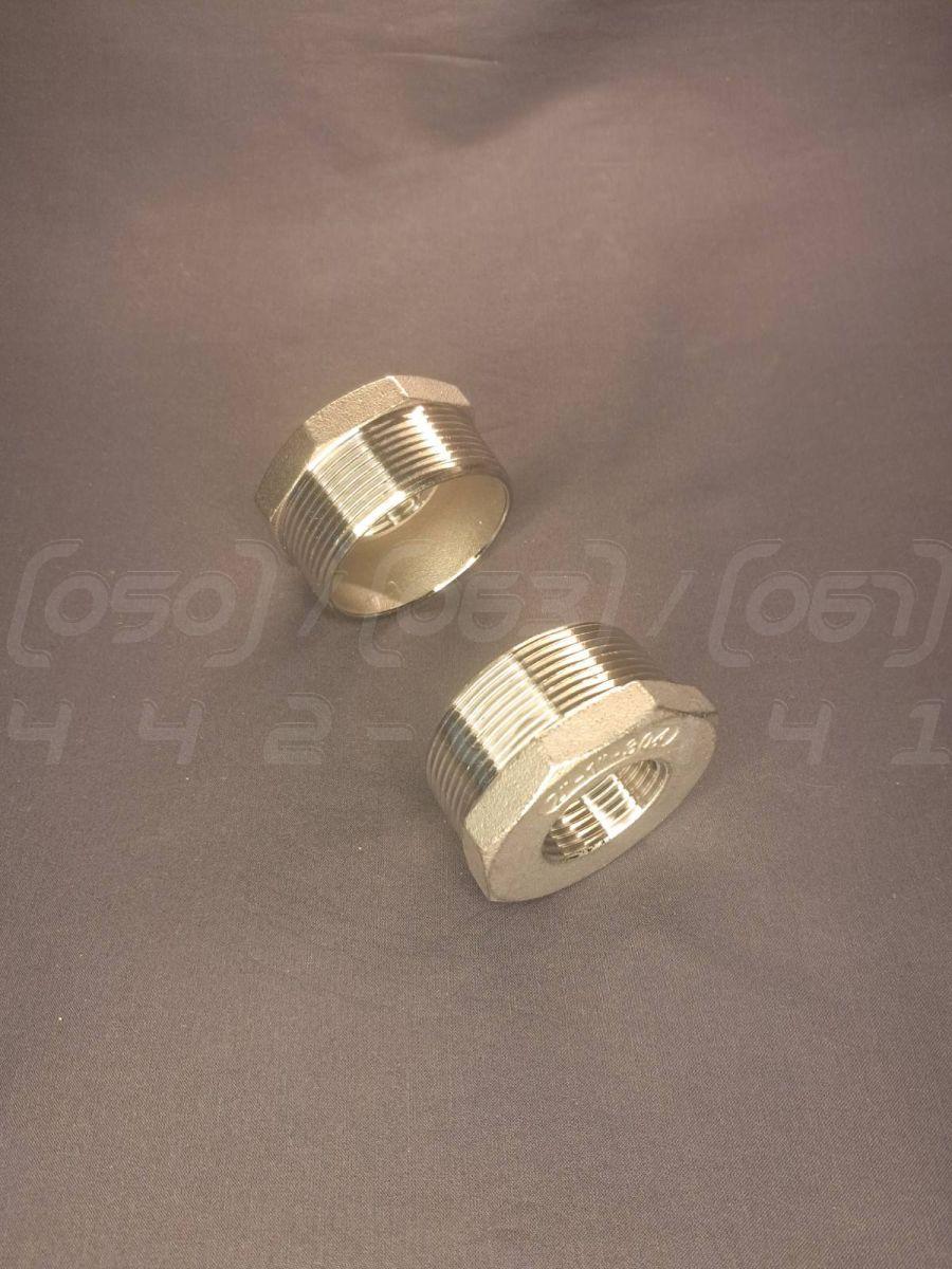Футорка перехідна різьбова нержавіюча Ду50х25 (2"x1"), н/ж сталь AISI 304, лита, Class 150, BSPP, фото 1