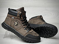 Спортивные кожаные ботинки, кроссовки на меху Timberland Hiking Trail Olive