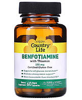 Бенфотиамин c тиамином, Benfotiamine, Country Life, 150 мг, 60 капсул