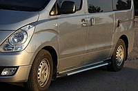 Боковые пороги Allmond Grey (2 шт., алюм.) Hyundai H200, H1, Starex 2008↗ гг. Avtoteam