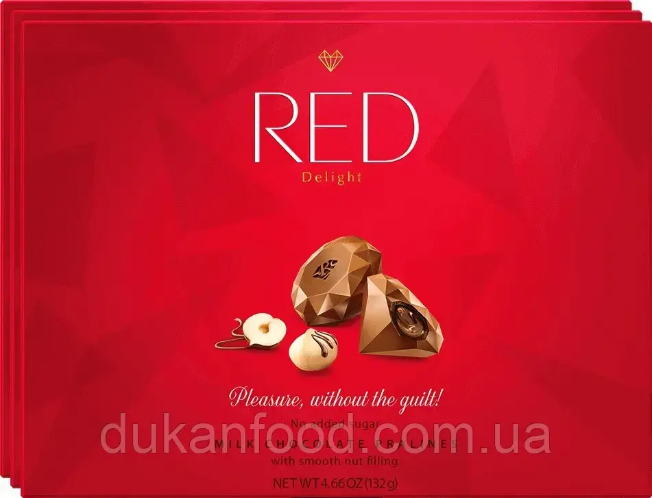 Праліне з молочного шоколаду із горіховою начинкою без цукру, Red Delight, 132 г