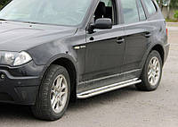 Боковые пороги KB001 (нерж) 51 мм BMW X3 E-83 2003-2010 гг. Avtoteam
