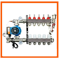 Гребенка для теплого пола в сборе с насосом (5 КОНТУРОВ) ИТАЛИЯ