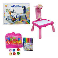 Детский столик для рисования с проектором, мозаика-тетрис (розовый) [tsi233516-TCI]
