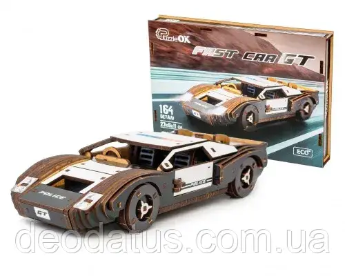 Дерев'яний 3D конструктор Fast car Gt спортивна машина Ford GT40 164 коричневий колір 26916, фото 1