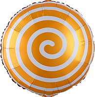 Шар (18''/46 см) Круг, Леденец Спираль, Оранжевый, 1 шт. в упак.