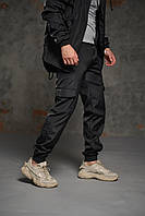 Софтшелл спортивные брюки карго на резинке мужские зауженные к низу черные штаны джоггеры Softshell Весна Осен