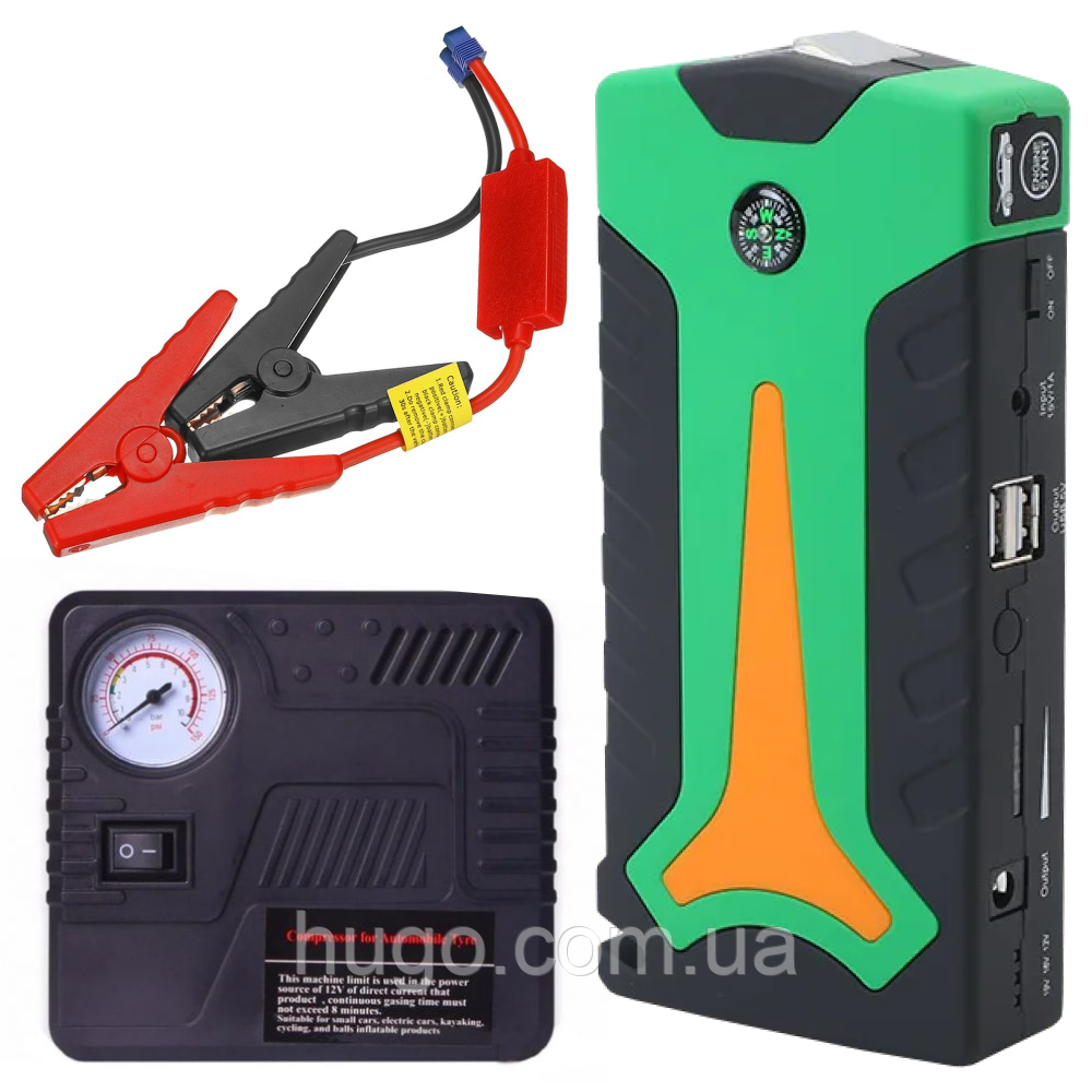 Пускозарядний пристрій 99800мАч 1000А + компресор, JUMPSTARTER H002 / Автомобільний пусковий пристрій
