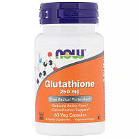 Аминокислота Now Foods Глутатион, Glutathione, 250 мг, 60 вегетарианских капсул (NOW-00096) - Топ Продаж!