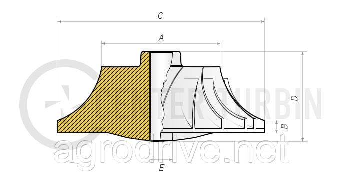 Колесо компресора AM.GT3076R, Garrett, 700382-0011, 700382-0012