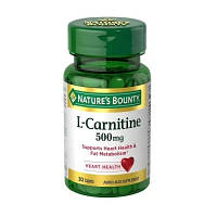 Аминокислота Nature's Bounty L-Карнитин, 500 мг, L-Carnitine, 30 каплет (NRT01683) - Топ Продаж!