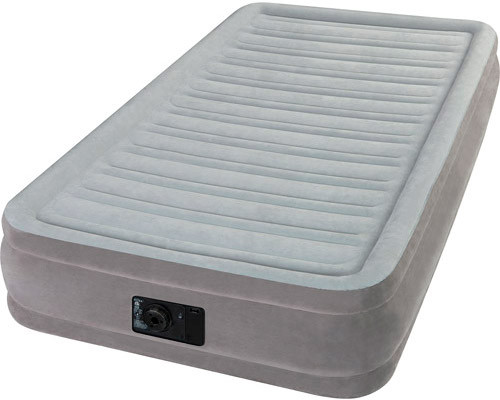 Односпальная надувная флокированная кровать Intex 67766, серая, со встроенным насосом 220V, 191 х 99 х 33 см. - фото 3 - id-p380550745