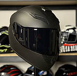 Мотошолом чорний матовий із тонованими склом, фото 3