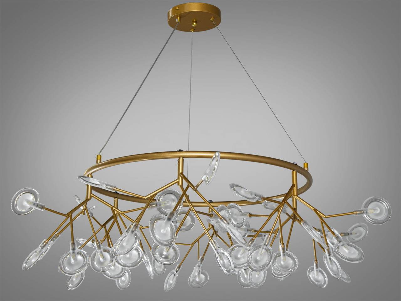 Елегантна люстра Світлячок у вестибуль, сатинове золото, 54 лампи Y887-54C GD, фото 1