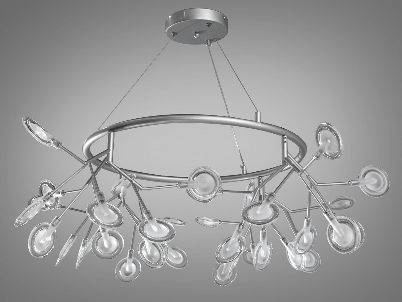 Елегантна люстра Світлячок у стилі Лофт, хром сатин, 36 ламп для вітальні Y887-36C SL