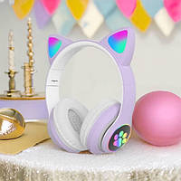 Бездротові навушники cat ear CAT STN-28 фіолетові | Навушники з вушками котика Дитячі CV-473 стерео навушники
