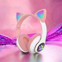 Bluetooth навушники з котячими вушками CAT STN-28 рожеві | Навушники з вушками котика IS-609 Навушники дитячі