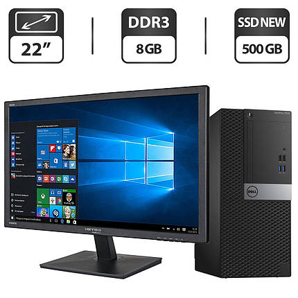 ПК+Монітор Dell OptiPlex 3040 MT/ Core i3-6100/ 8 GB RAM/ 500 GB SSD/ HD 530 + Б-класс 22" 1680x1050 VGA, фото 1